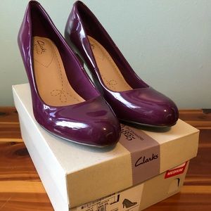 Clarks Cove Plum Patent Heels
